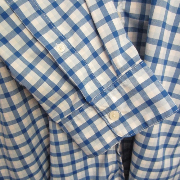 St John's Bay Classic Fit Long Sleeve Blue/White Plaid Men's 3XLT Button Shirt - Picture 5 of 5